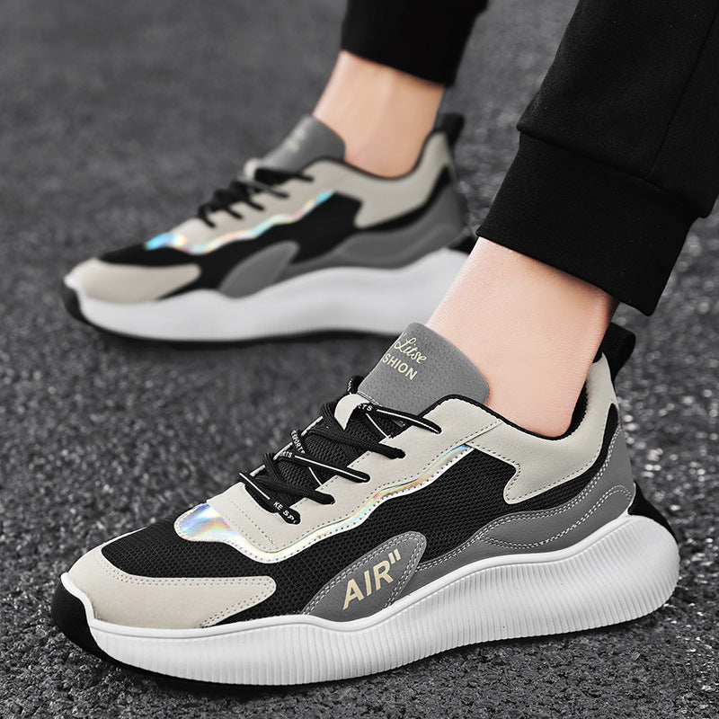 Round-toe Lace-up Low-top Single-shoe Mesh Sneakers