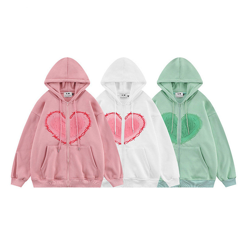 HoodieMens Unisex Heart Foam Print Hoodie